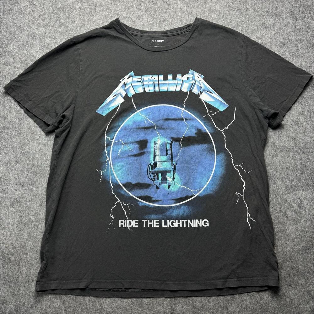 Metallica Old Navy Shirt Mens XL Black Ride The Lightning Band Tee Music